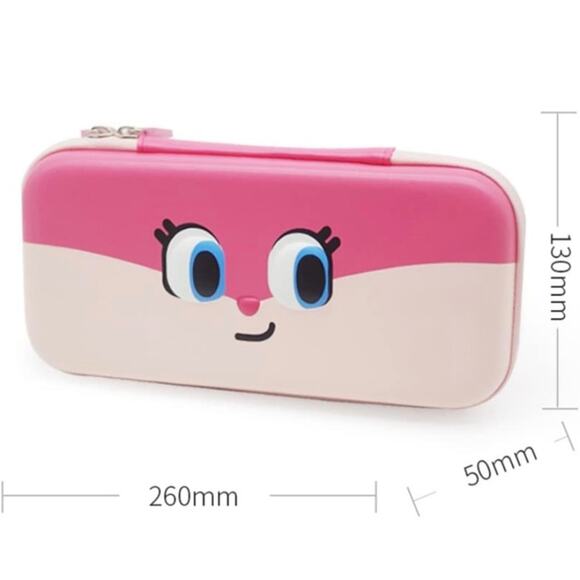 Pink Carrying Case for Nintendo Switch 10 Game Slots Zippered Hard Shell Travel - Picture 3 of 4